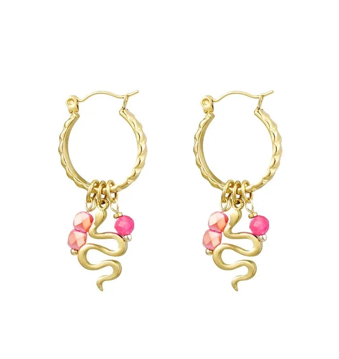 Snake earrings with beads