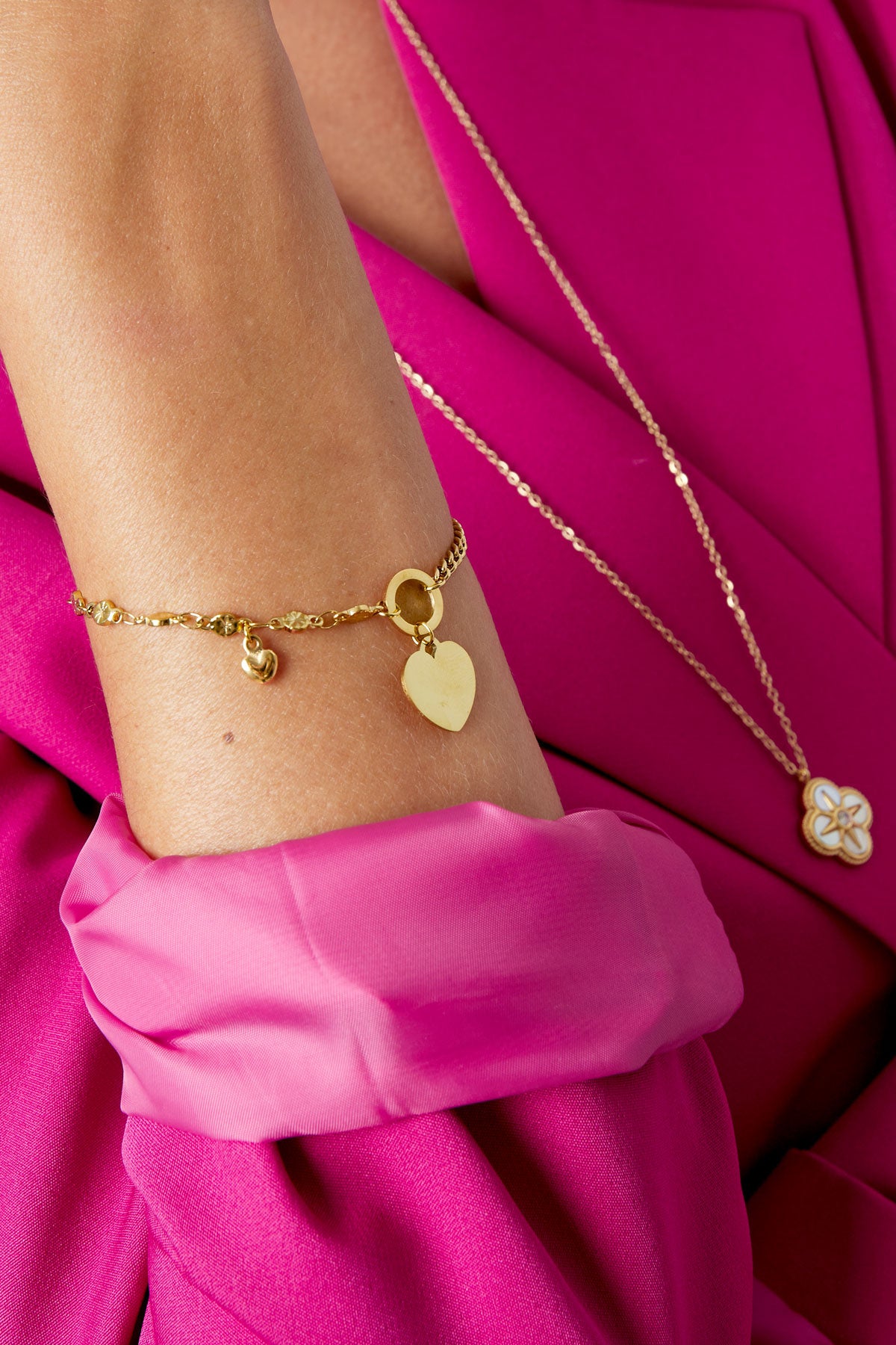 Bracelet links with heart - gold