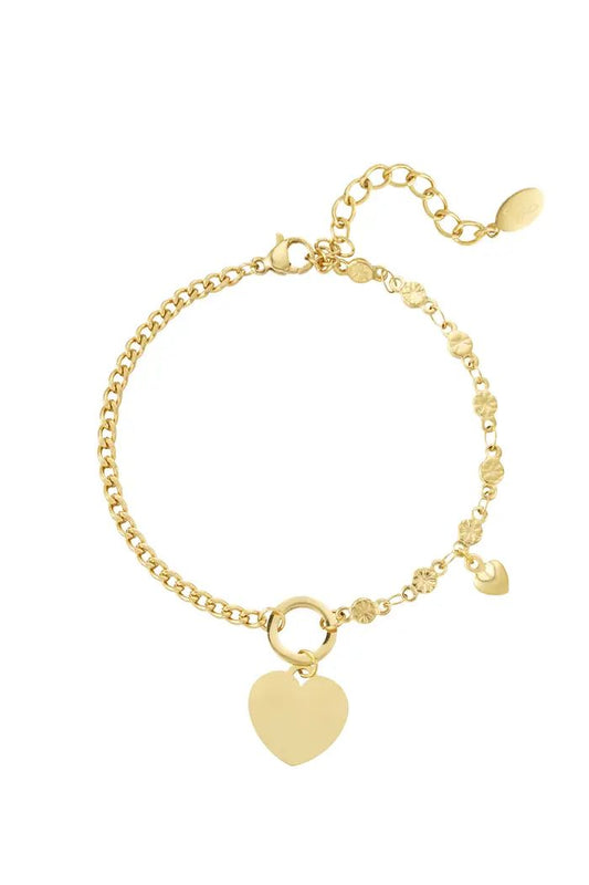 Bracelet links with heart - gold